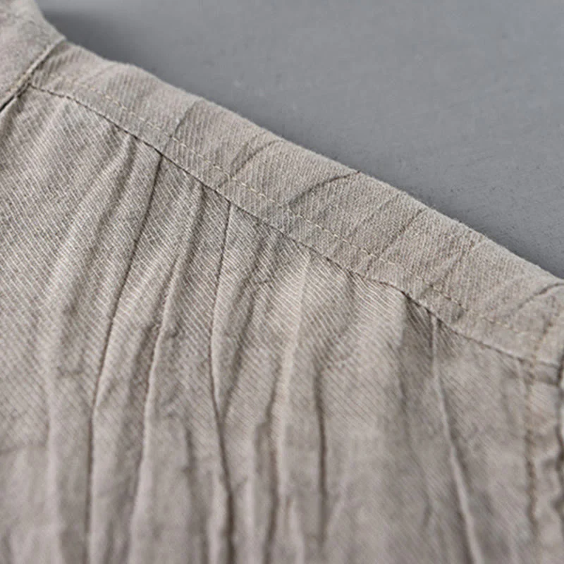 Camicie da uomo in lino ramiè con bottoni, maniche lunghe e pieghe, motivo Buddha Stones - Image 12