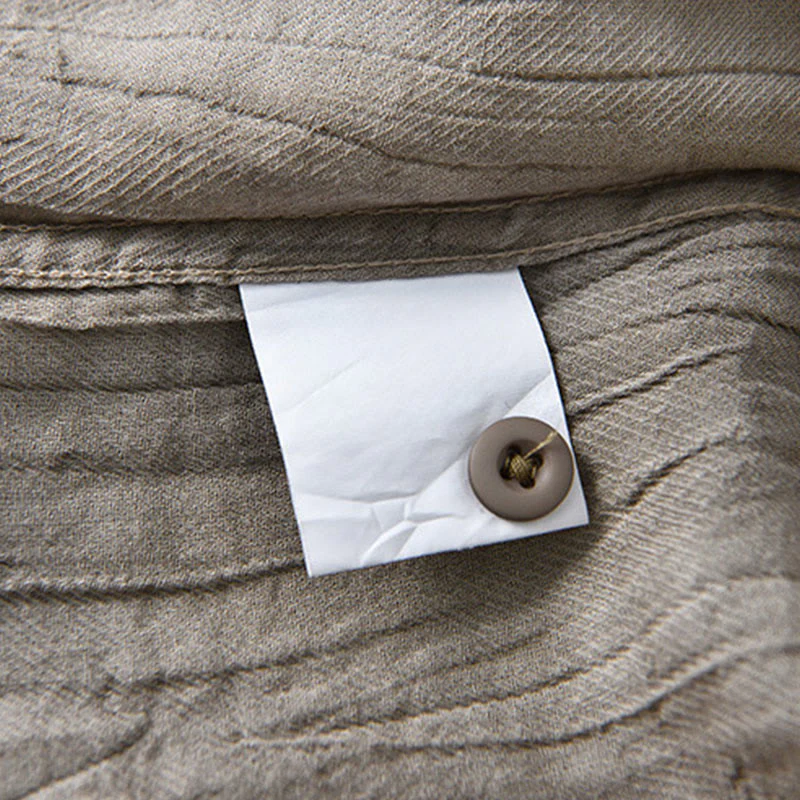 Camicie da uomo in lino ramiè con bottoni, maniche lunghe e pieghe, motivo Buddha Stones - Image 13