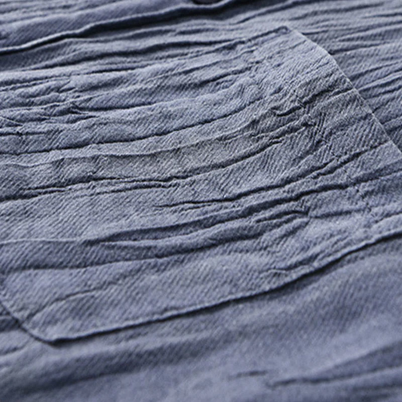 Camicie da uomo in lino ramiè con bottoni, maniche lunghe e pieghe, motivo Buddha Stones - Image 17