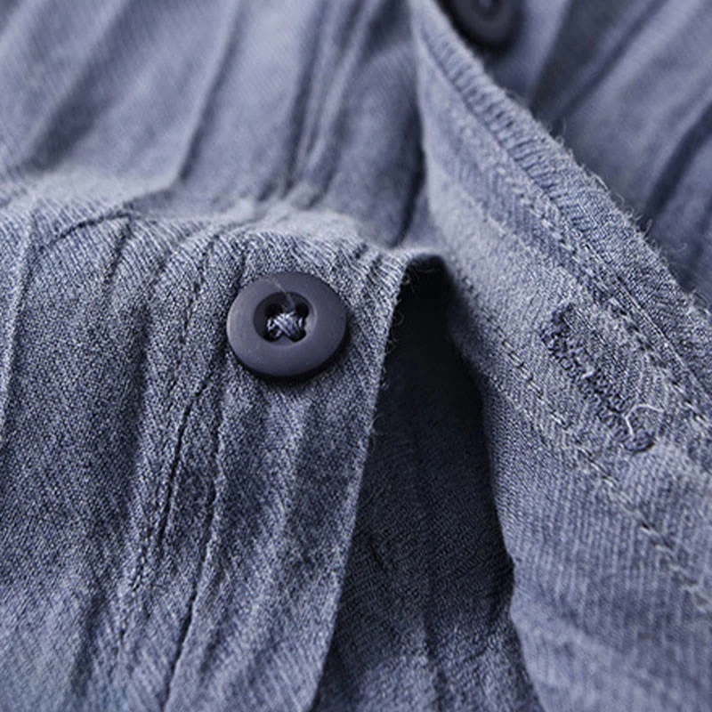 Camicie da uomo in lino ramiè con bottoni, maniche lunghe e pieghe, motivo Buddha Stones - Image 18