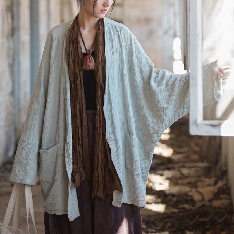 Cappotto a maniche lunghe con motivo semplice Buddha Stones Zen Meditazione Giacca in cotone con apertura frontale - Image 15