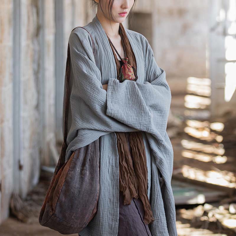 Cappotto a maniche lunghe con motivo semplice Buddha Stones Zen Meditazione Giacca in cotone con apertura frontale - Image 27
