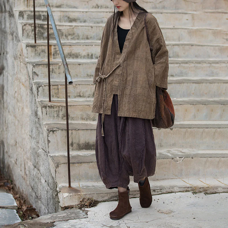 Cappotto con lacci e tie-dye con Buddha Stones , meditazione zen, giacca aperta sul davanti - Image 7