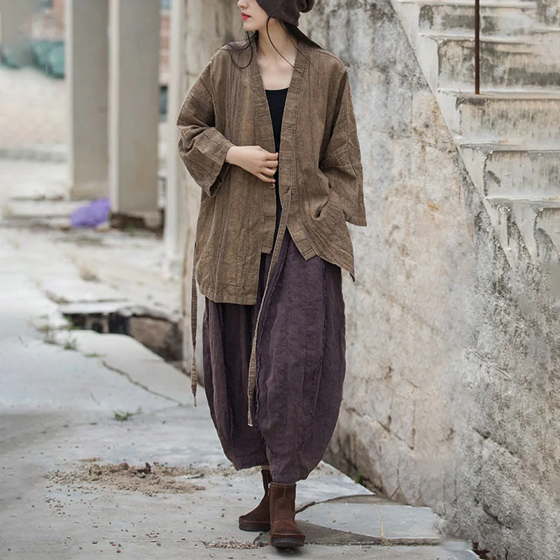 Cappotto con lacci e tie-dye con Buddha Stones , meditazione zen, giacca aperta sul davanti - Image 9