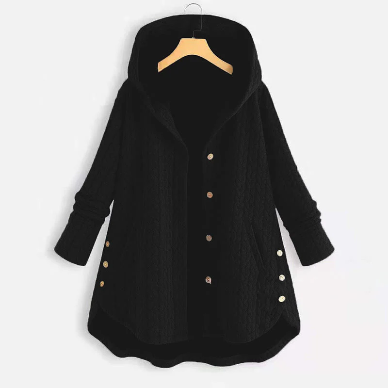 Cappotto da donna con cappuccio a maniche lunghe e tasche, modello spiga di grano autunnale Buddha Stones, di media lunghezza - Image 15