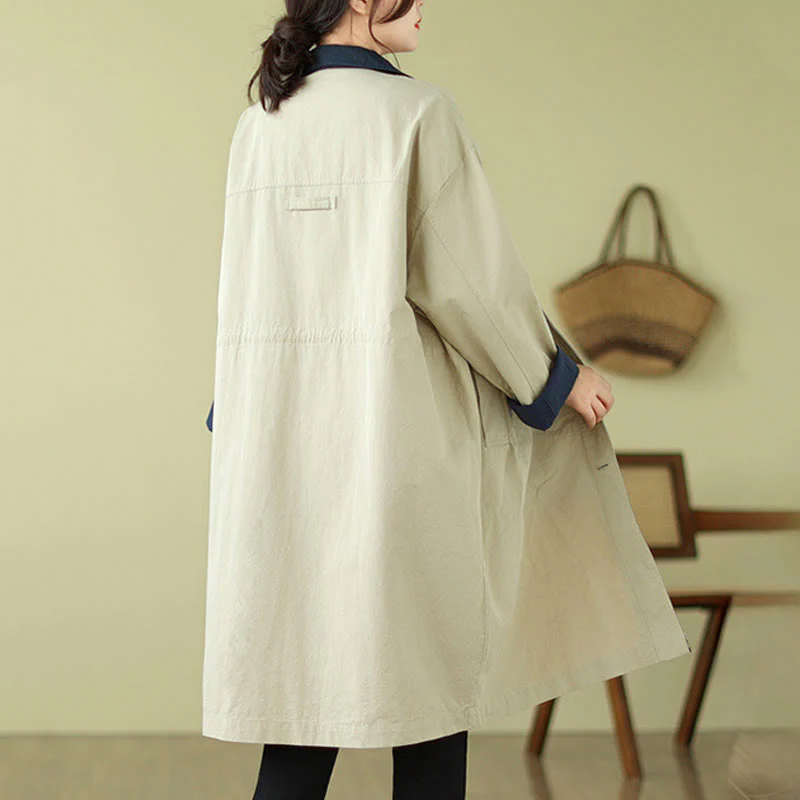 Cappotto da donna in cotone con tasche e bottoni colorati con Buddha Stones - Image 2