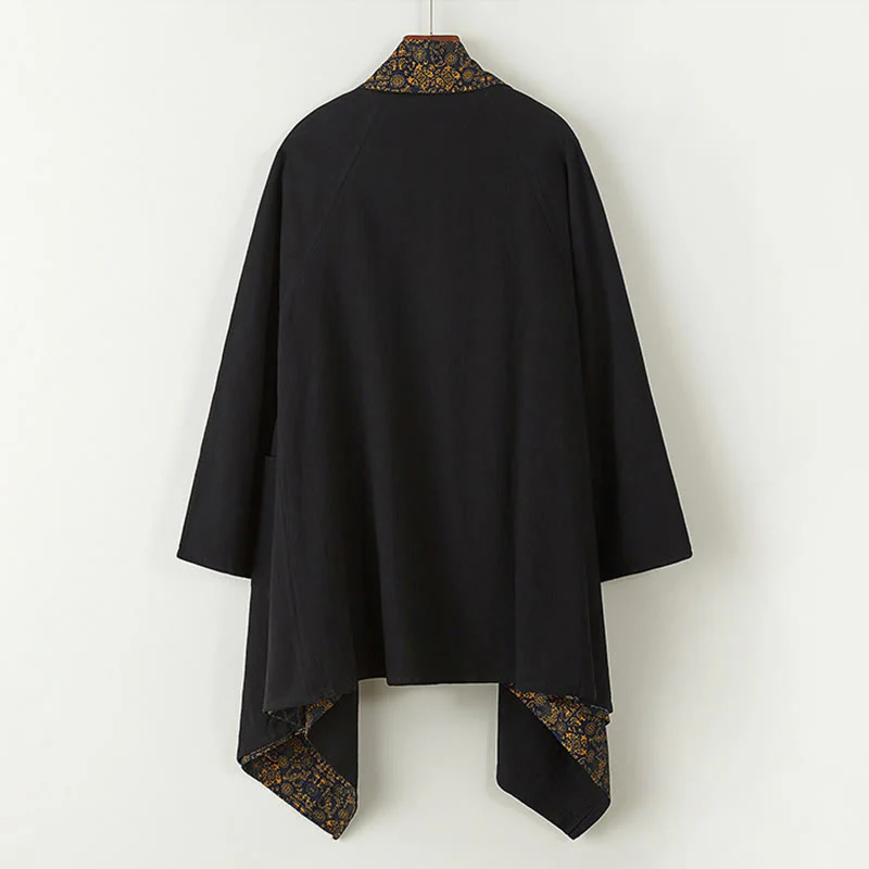 Cappotto doppiopetto in cotone di media lunghezza da uomo Buddha Stones Fall - Image 9