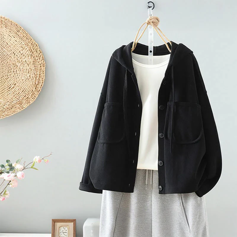 Cardigan da donna a maniche lunghe con bottoni decorativi in tinta unita Buddha Stones - Image 3