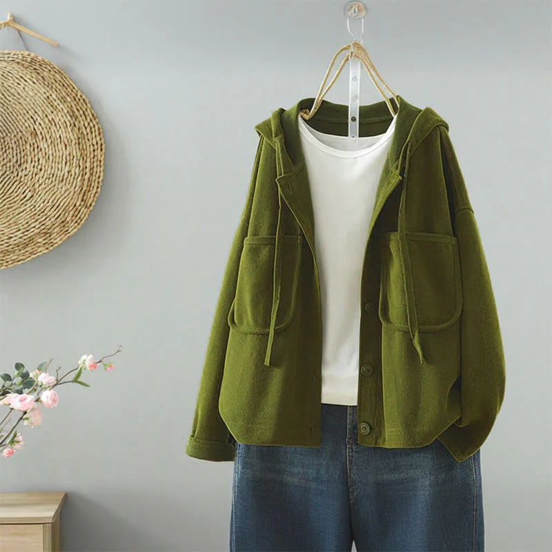 Cardigan da donna a maniche lunghe con bottoni decorativi in tinta unita Buddha Stones - Image 4