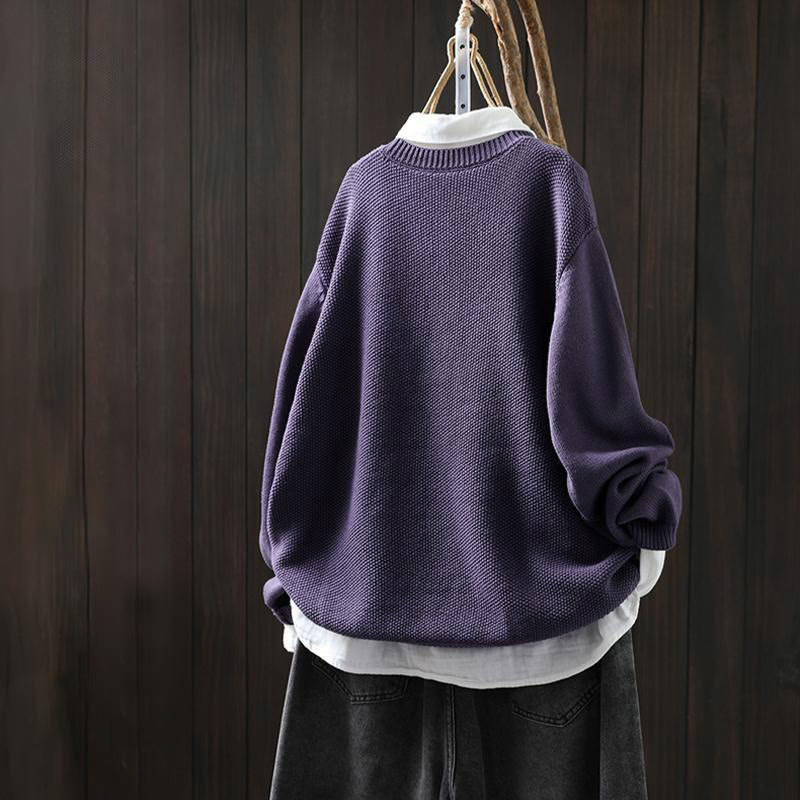Cardigan lavorato a maglia a maniche lunghe in cotone con bottoni ricamati floreali con Buddha Stones da donna - Image 6