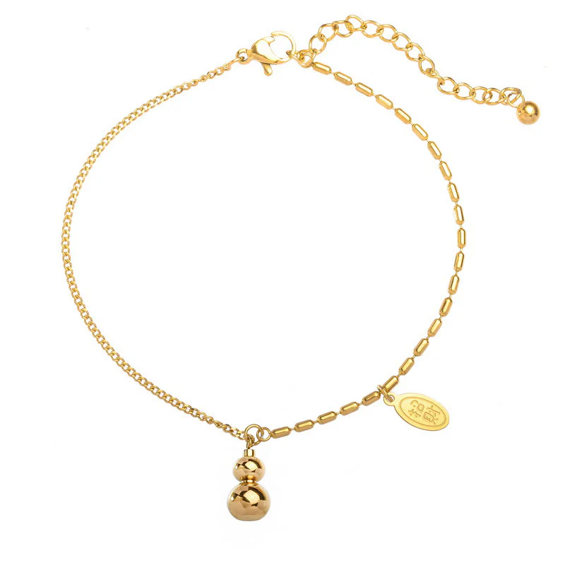 Cavigliera con fibbia della ricchezza e design a zucca portafortuna in rame placcato oro 18k Buddha Stones - Image 7