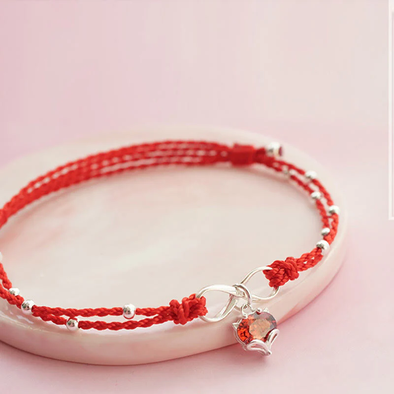 Cavigliera intrecciata con Buddha Stones, simbolo dell'amore, cuore e infinito - Image 3