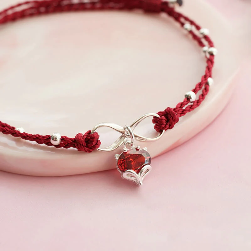 Cavigliera intrecciata con Buddha Stones, simbolo dell'amore, cuore e infinito - Image 6