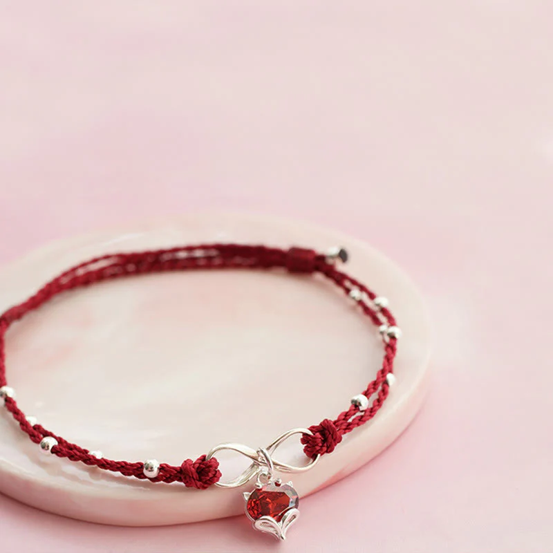 Cavigliera intrecciata con Buddha Stones, simbolo dell'amore, cuore e infinito - Image 8