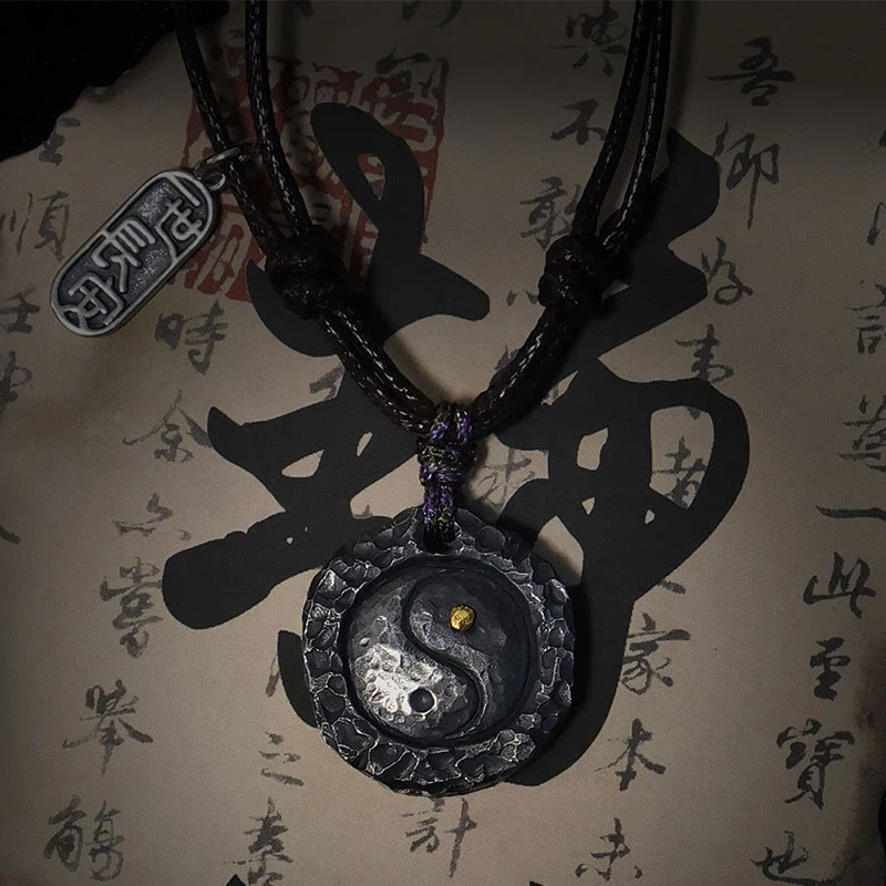 Ciondolo con collana di armonia di design Tai Chi Yin Yang in argento sterling 999 Buddha Stones - Image 2