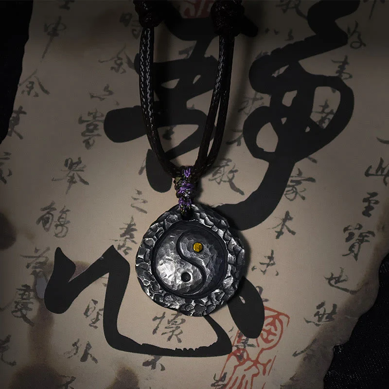 Ciondolo con collana di armonia di design Tai Chi Yin Yang in argento sterling 999 Buddha Stones - Image 3