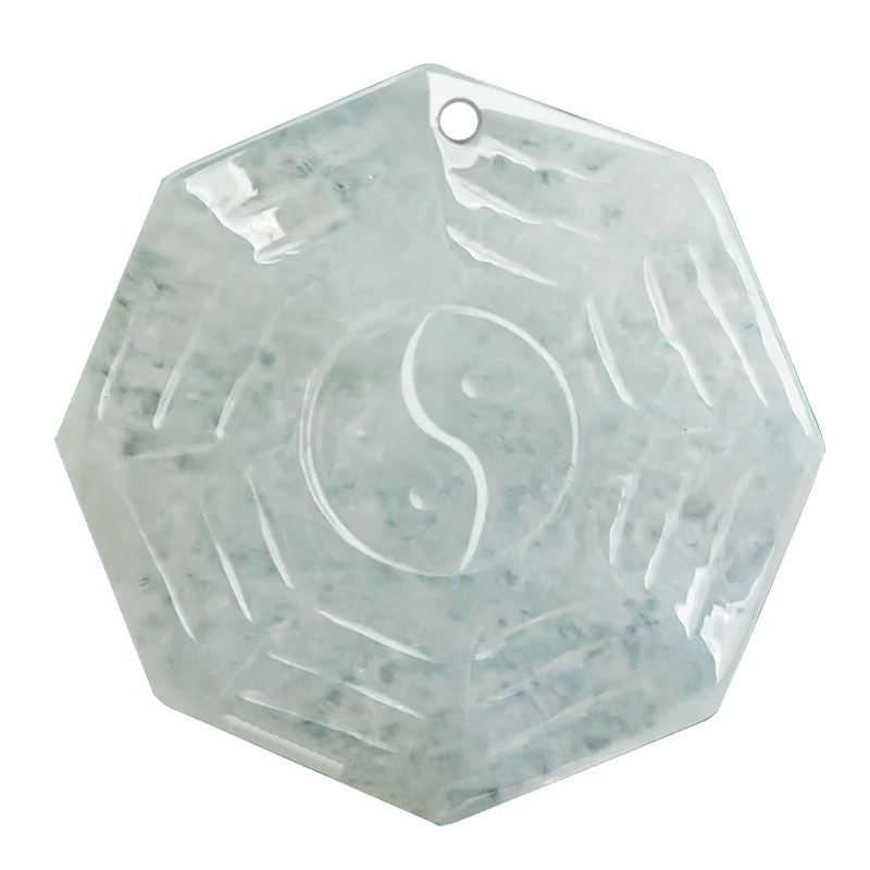 Ciondolo con collana di fortuna Bagua Yin Yang in giada naturale - Image 9