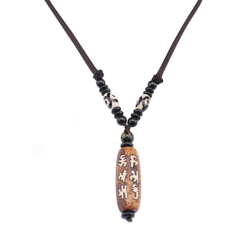 Ciondolo con collana di ricchezza Buddha Stones Tibet Om Mani Padme Hum Dzi con perline Avalokitesvara - Image 13