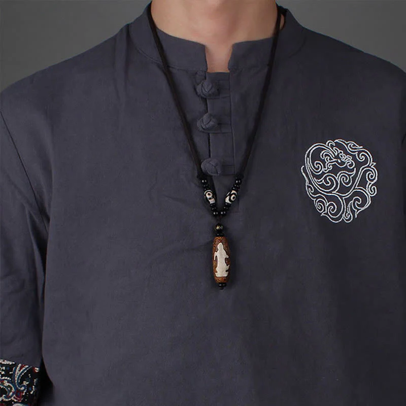 Ciondolo con collana di ricchezza Buddha Stones Tibet Om Mani Padme Hum Dzi con perline Avalokitesvara - Image 9