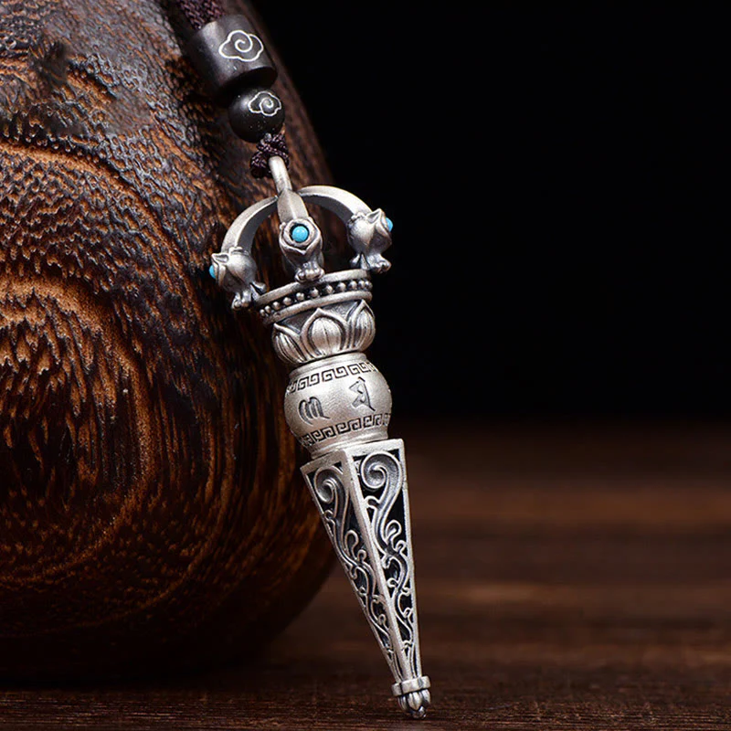 Ciondolo con collana girevole Buddha Stones tibetano Om Mani Padme Hum Dorje Vajra Design Wisdom
