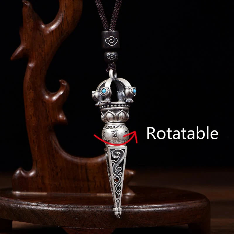 Ciondolo con collana girevole Buddha Stones tibetano Om Mani Padme Hum Dorje Vajra Design Wisdom - Image 4