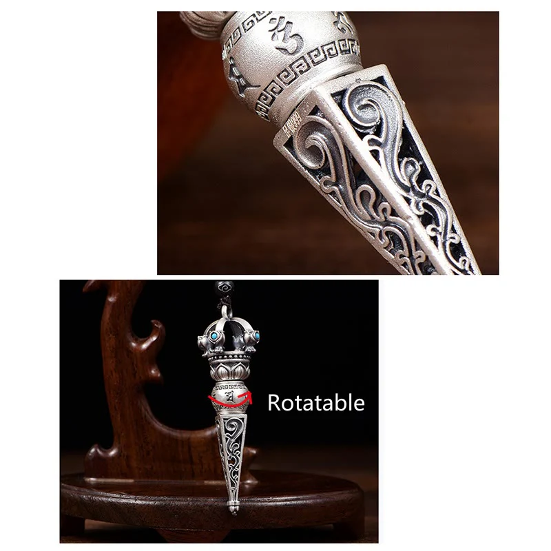 Ciondolo con collana girevole Buddha Stones tibetano Om Mani Padme Hum Dorje Vajra Design Wisdom - Image 8