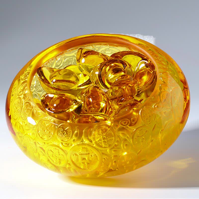 Ciotola del tesoro di cristallo Liuli fatta a mano, lingotti, pezzo d'arte, decorazione per la casa - Image 16