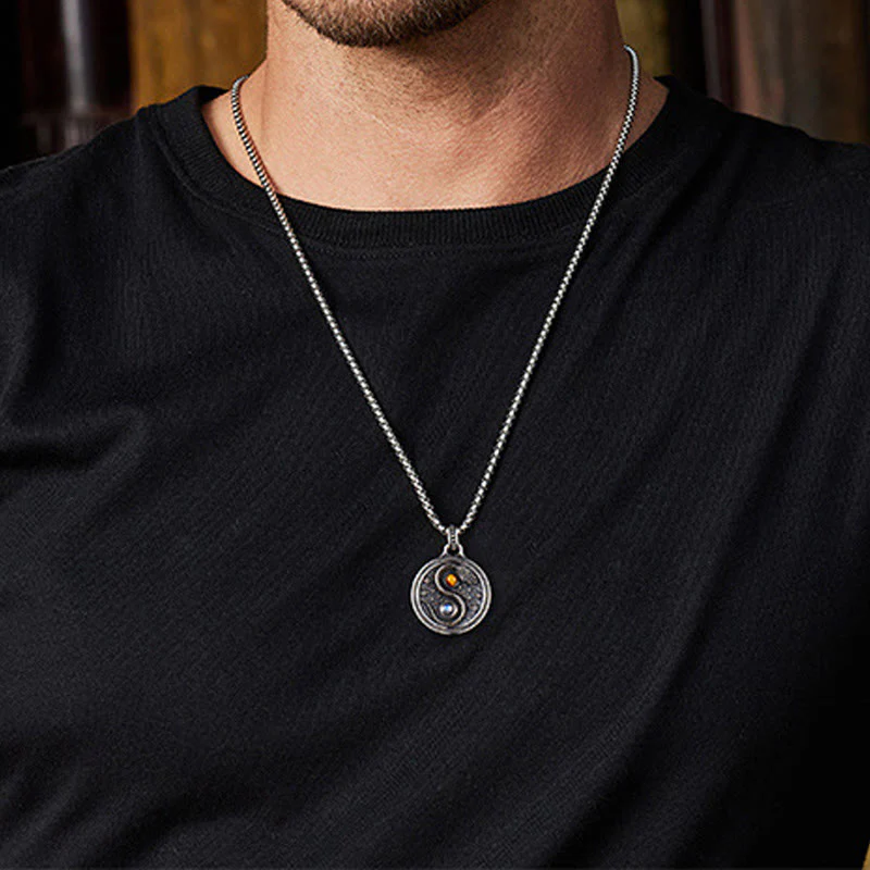 Collana con ciondolo in rame con simbolo Yin Yang Buddha Stones serpente, simbolo della ricchezza - Image 10