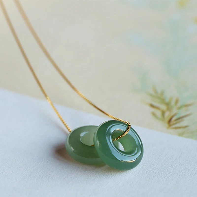 Collana Buddha Stones in giada rotonda naturale con fibbia della pace, fortuna e abbondanza - Image 19