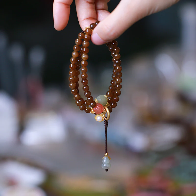 Collana con braccialetto di giada a forma di farfalla e zucca, portafortuna e prosperità - Image 3