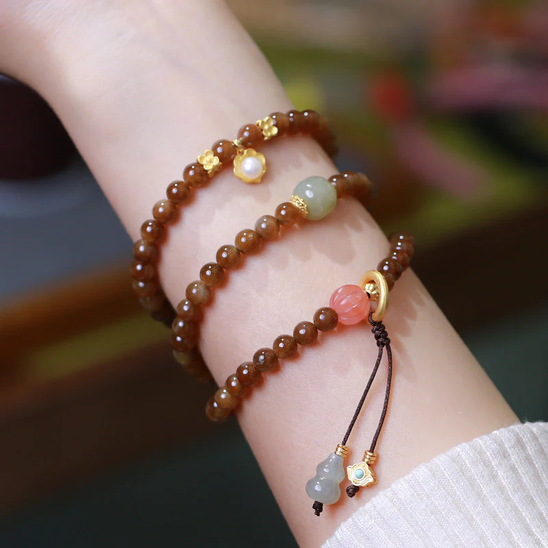 Collana con braccialetto di giada a forma di farfalla e zucca, portafortuna e prosperità - Image 9