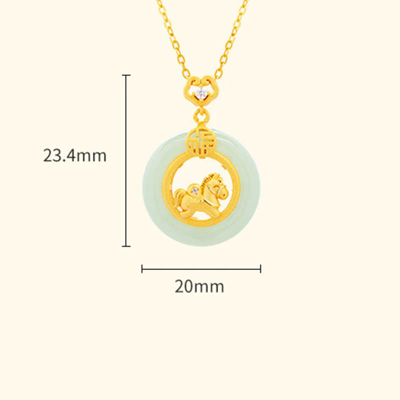 Collana con ciondolo in argento sterling 925 con fibbia della pace e giada Hetian dell'anno del cavallo, motivo Buddha Stones - Image 5
