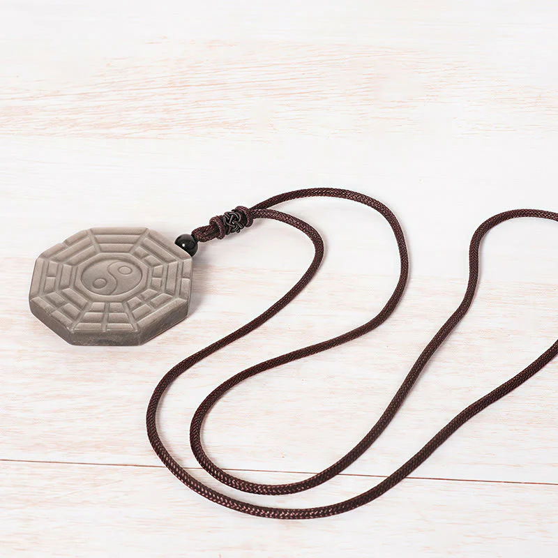 Collana con Buddha Stones, argento, lucentezza, ossidiana, simbolo di Yin e Yang, protezione - Image 4