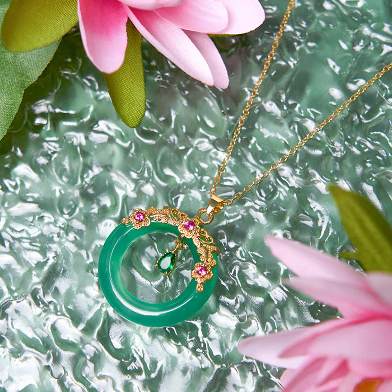 Collana con Buddha Stones, calcedonio verde, fibbia della pace, forza - Image 14