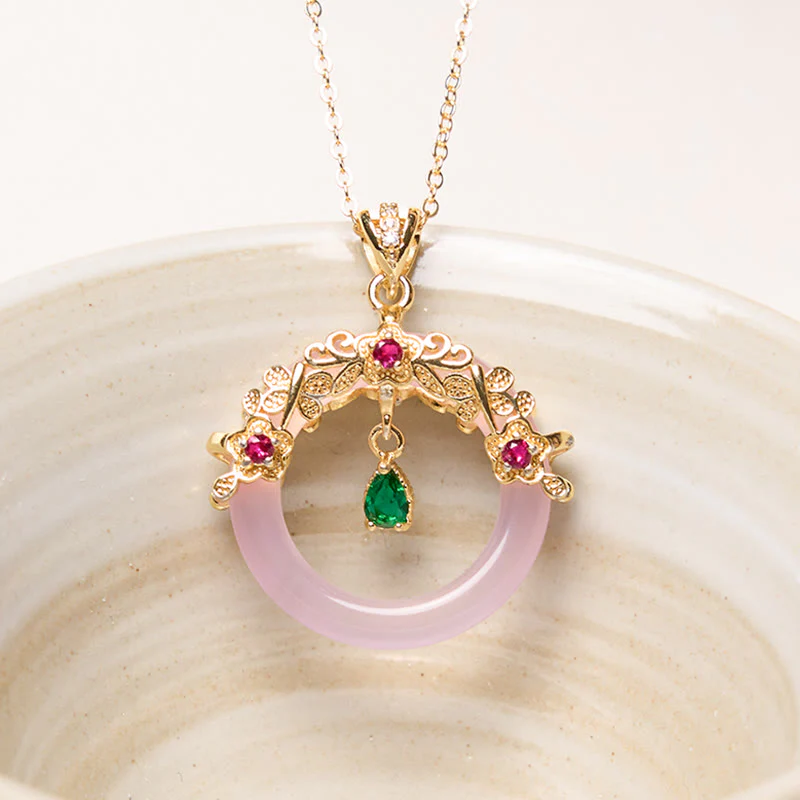 Collana con Buddha Stones, calcedonio verde, fibbia della pace, forza - Image 16