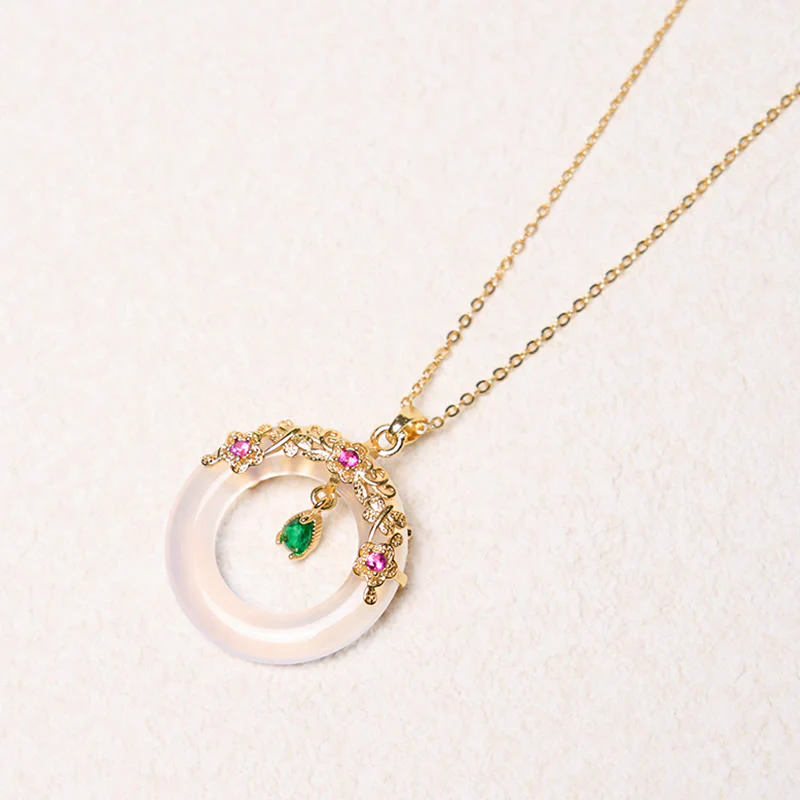 Collana con Buddha Stones, calcedonio verde, fibbia della pace, forza - Image 24
