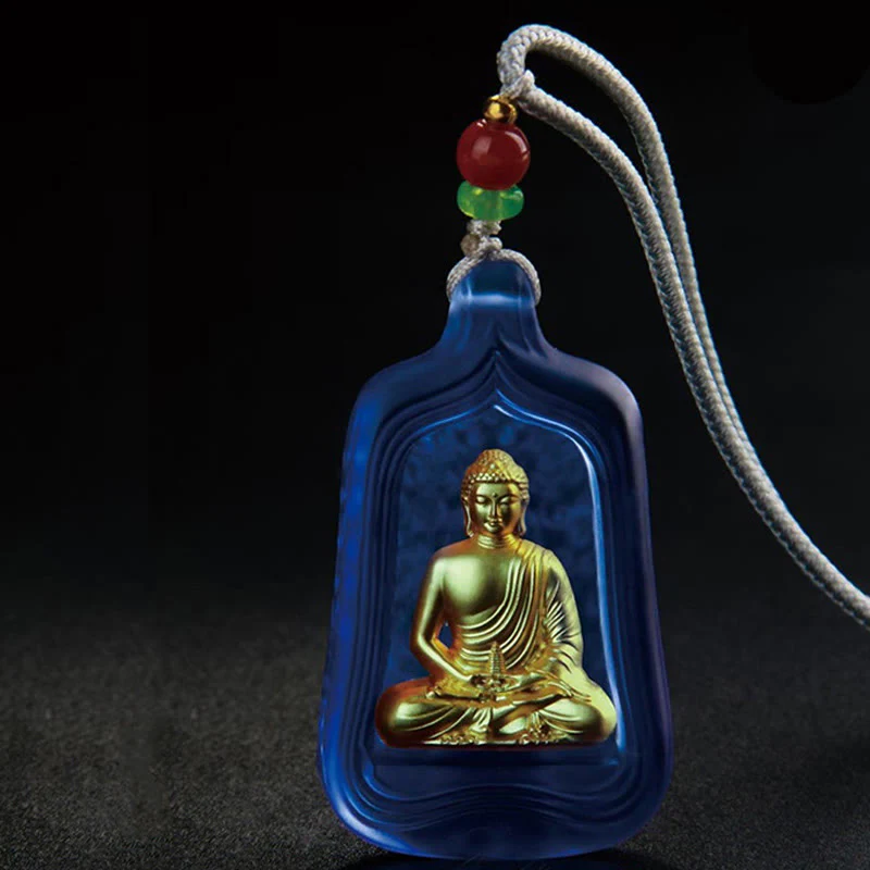 Collana con Buddha Stones della medicina tibetana, cristallo Liuli, compassione e serenità - Image 4