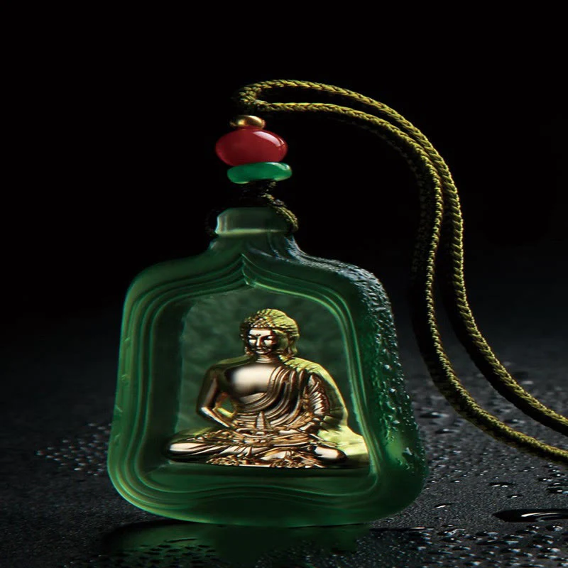 Collana con Buddha Stones della medicina tibetana, cristallo Liuli, compassione e serenità - Image 8
