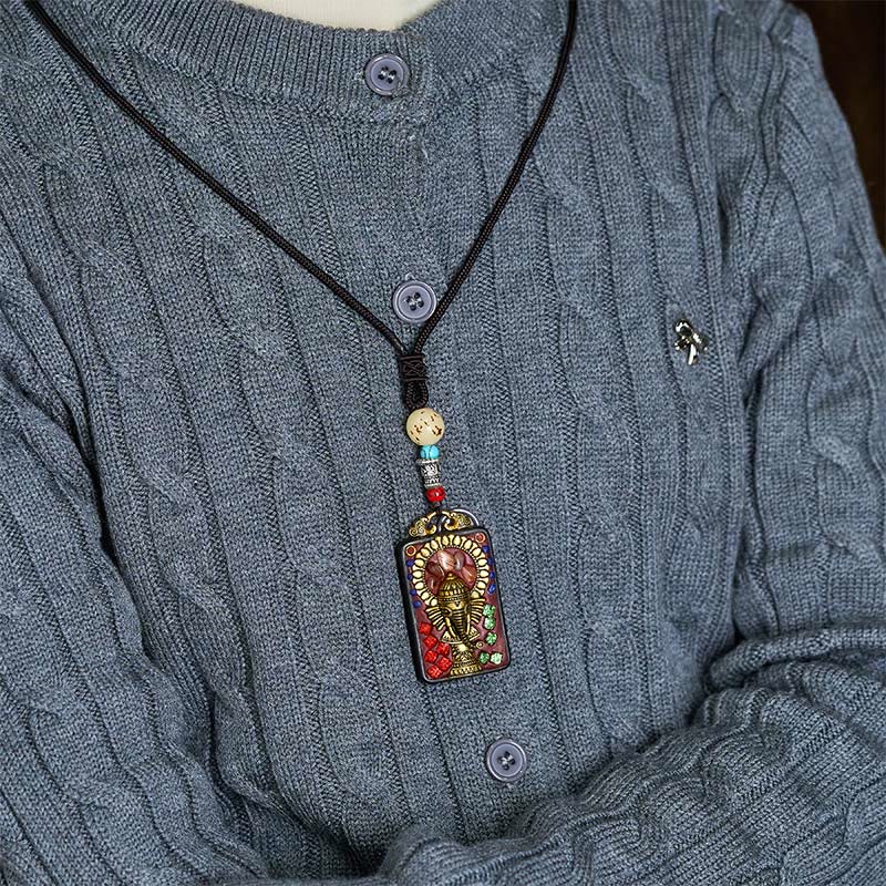 Collana con Buddha Stones Ganesh Ganpati di elefante e ciondolo in pietra della pace - Image 24