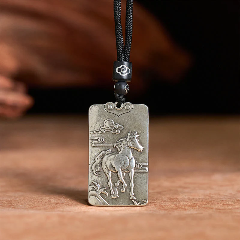Collana con Buddha Stones in argento placcato in rame e bilancia, anno del cavallo, zodiaco cinese, Buddha natale - Image 11