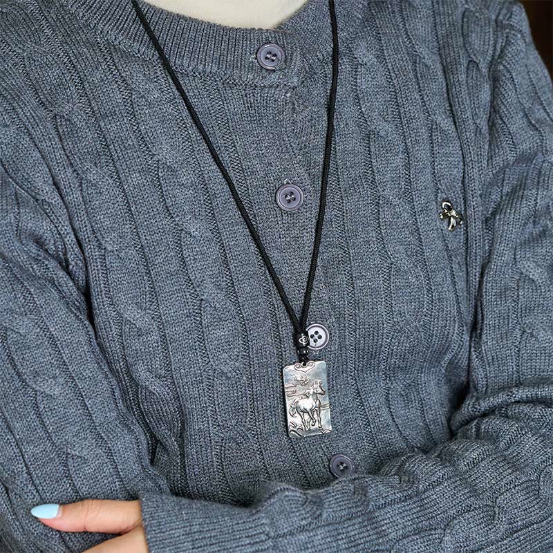 Collana con Buddha Stones in argento placcato in rame e bilancia, anno del cavallo, zodiaco cinese, Buddha natale - Image 13