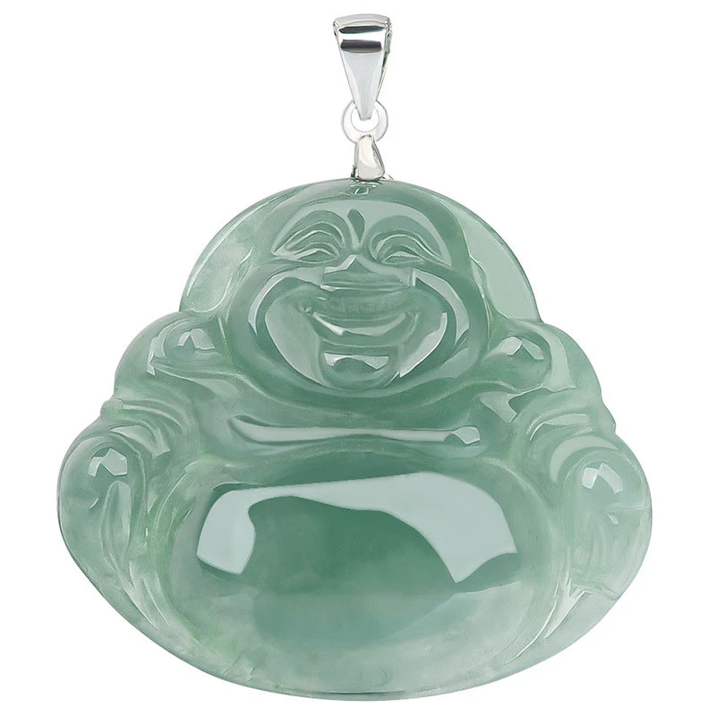Collana Buddha Stones ciondolo a catena in acciaio al titanio e giada con protezione e calma del Buddha che ride - Image 10