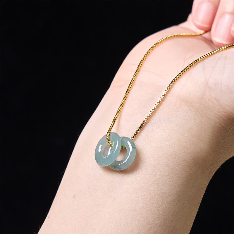Collana con Buddha Stones Jade Double Peace Buckle Prosperity - Image 4