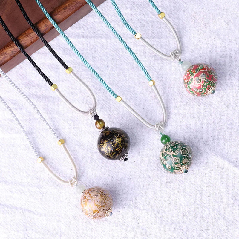 Collana con Buddha Stones, legno di ebano, lacca colorata, perline artigianali, calma - Image 2
