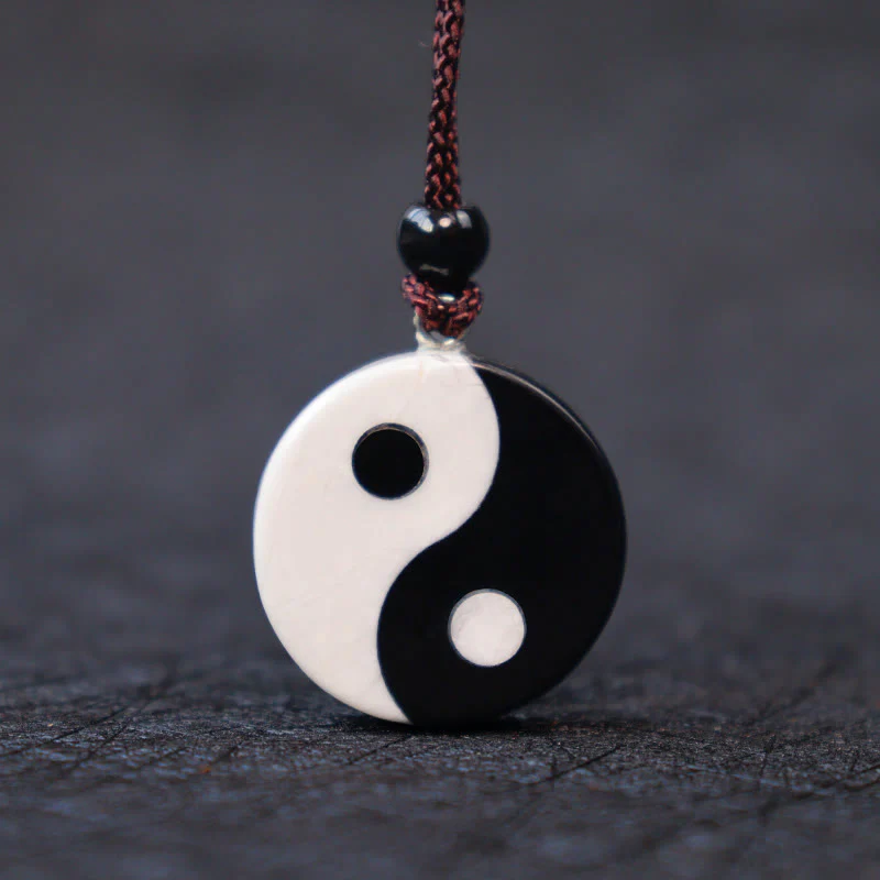 Collana con Buddha Stones naturale di ossidiana nera, turchese bianco, forza di realizzazione Yin Yang - Image 2