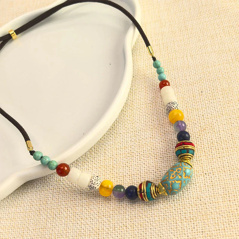 Collana con Buddha Stones, perline di turchese tibetane fatte a mano, equilibrio - Image 3