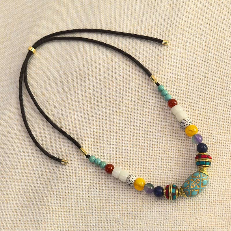 Collana con Buddha Stones, perline di turchese tibetane fatte a mano, equilibrio - Image 4