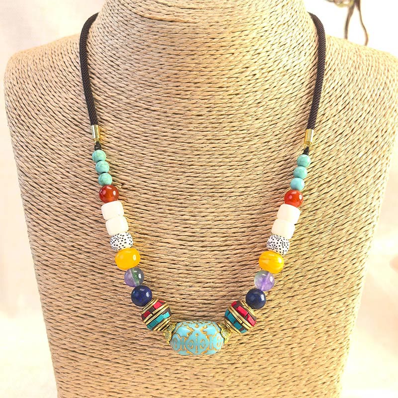 Collana con Buddha Stones, perline di turchese tibetane fatte a mano, equilibrio - Image 5