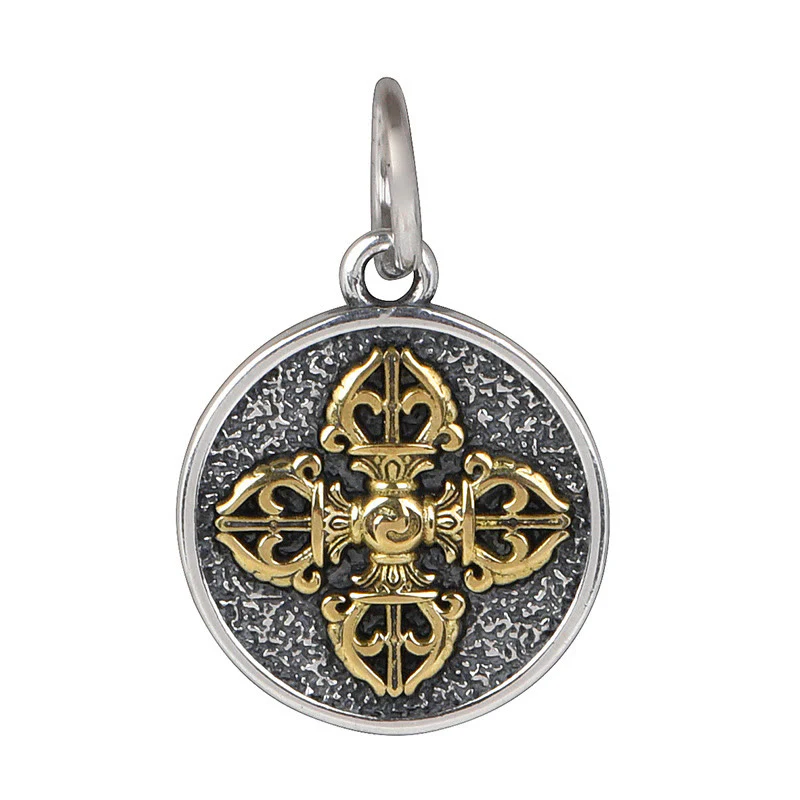 Collana con ciondolo a Buddha Stones in argento sterling 925 con doppio Dorje Vajra e benedizione - Image 10