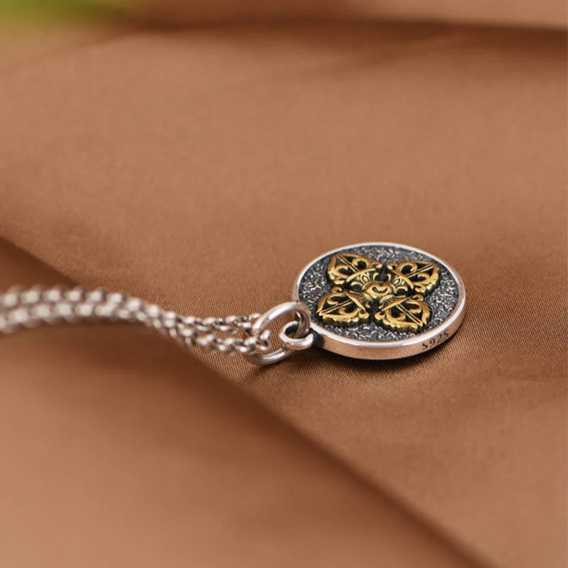 Collana con ciondolo a Buddha Stones in argento sterling 925 con doppio Dorje Vajra e benedizione - Image 7